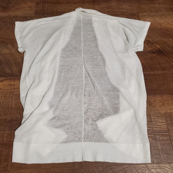 LOFT White Open Front Cardigan Waterfall Hem Cap Sleeve Draped Bride Office XS - Picture 2 of 7